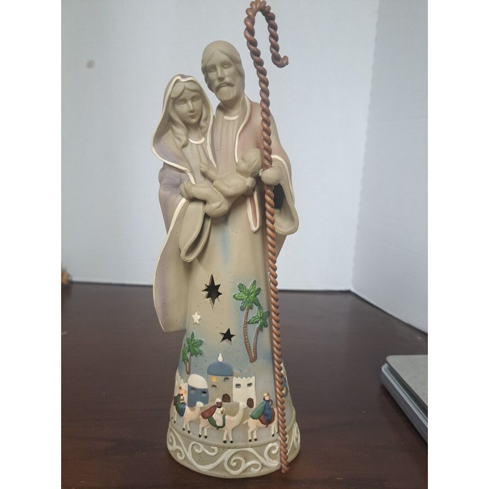 Roman Inc 11.5inch Ceramic Holy Family Nativity Scene Tealight Candle Holder